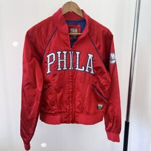 NBA Hardwood Classic‎ Philadelphia 76ers Satin Full Zip Jacket Large Vintage